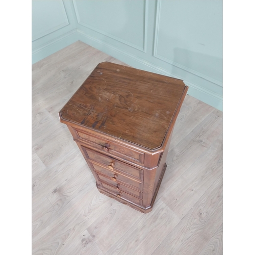 1334 - 19th C. French burr walnut bedside cabinet with three drawers and one door with ceramic interior {85... 