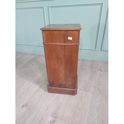 1334 - 19th C. French burr walnut bedside cabinet with three drawers and one door with ceramic interior {85... 