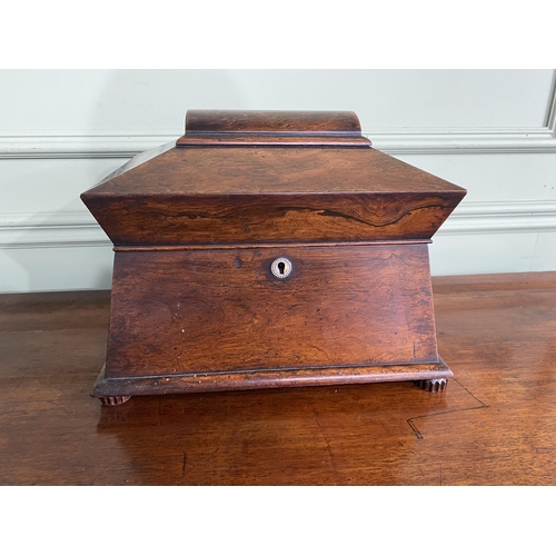 1354 - 19th C. mahogany sewing box with fitted interior {26 cm H x 34 cm W x 27 cm D}.