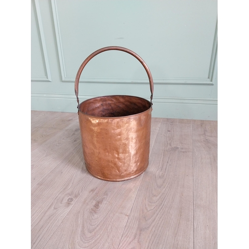 1363 - Copper log bucket with handle {46 cm H x 30 cm Dia.}.