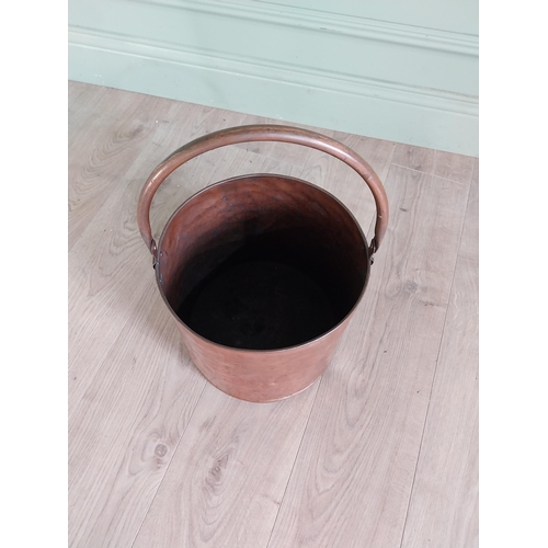 1363 - Copper log bucket with handle {46 cm H x 30 cm Dia.}.