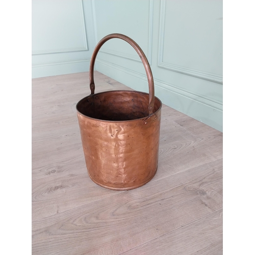 1363 - Copper log bucket with handle {46 cm H x 30 cm Dia.}.