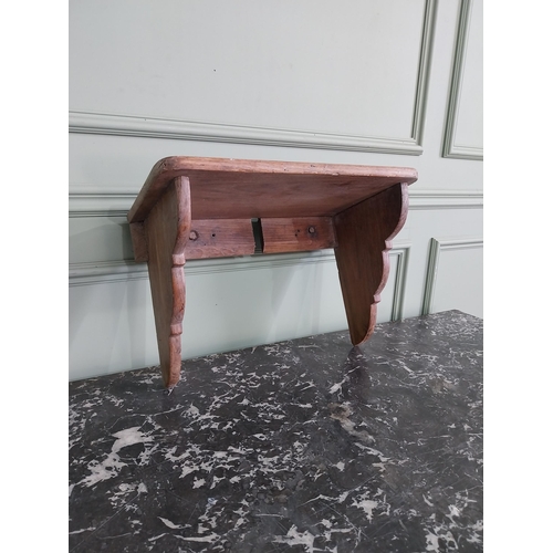 1371 - 19th C. elm wall bracket shelf {32 cm H x 48 cm W x 24 cm D}.