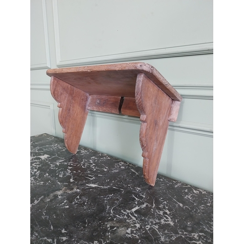 1371 - 19th C. elm wall bracket shelf {32 cm H x 48 cm W x 24 cm D}.