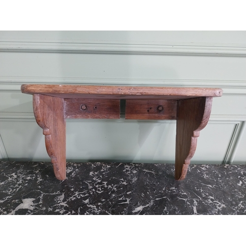 1371 - 19th C. elm wall bracket shelf {32 cm H x 48 cm W x 24 cm D}.