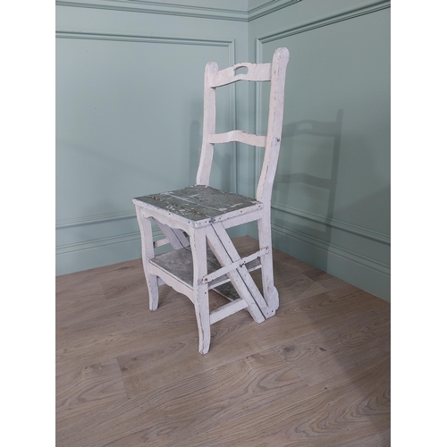 1377 - Early 20th C. painted pine metamorphic library chair {91 cm H x 40 cm W x 40 cm D}.