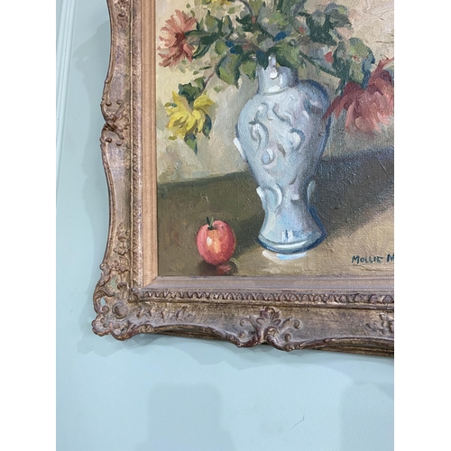 1379 - Early 20th C. Molly Maguire Still Life oil on canvas mounted in giltwood frame {61 cm H x 50 cm W}.