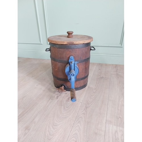 1392 - Early 20th C. oak metal bound churn {47 cm H x 42 cm W x 53 cm D}.