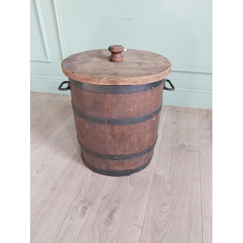 1392 - Early 20th C. oak metal bound churn {47 cm H x 42 cm W x 53 cm D}.