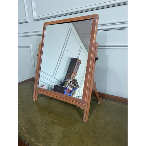 1394 - Regency mahogany and satinwood inlaid dressing table mirror {54 cm H x 45 cm W x 22 cm D}.