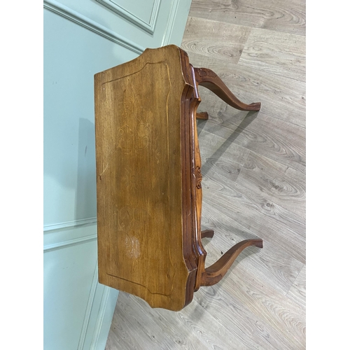 1396 - French walnut and satinwood inlaid turn over leaf card table raised on cabriole legs in the Victoria... 