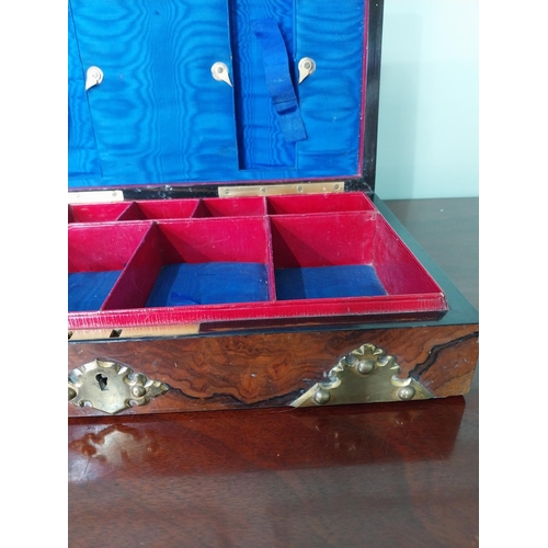 1398 - 19th C. burr walnut writing box with brass mounts embellished with semi-precious stones {9 cm H x 33... 