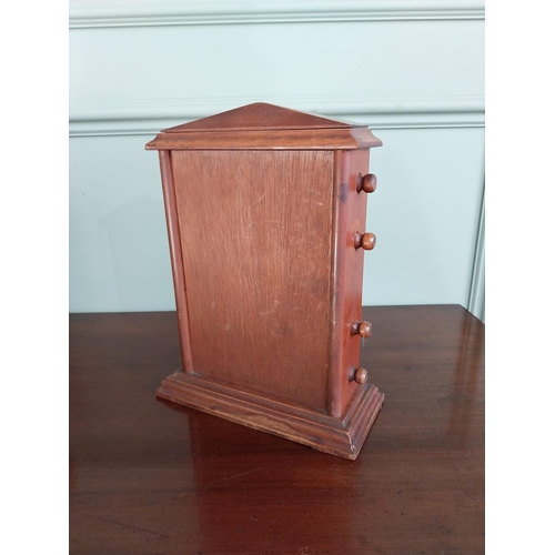 1399 - Early 20th C. mahogany perpetual desk calendar {27 cm H x 20 cm W x 9 cm D}.