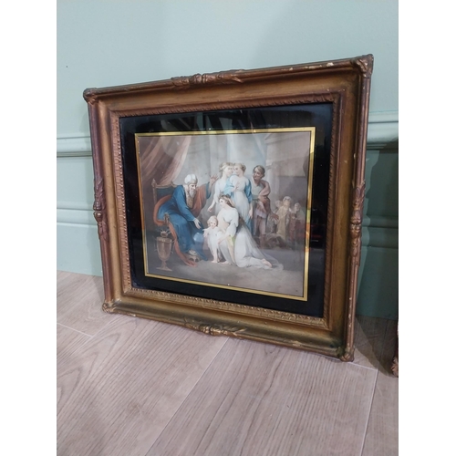 142 - 19th C. print of a Gentleman mounted in giltwood frame and 19th C. Interior scene coloured print mou... 