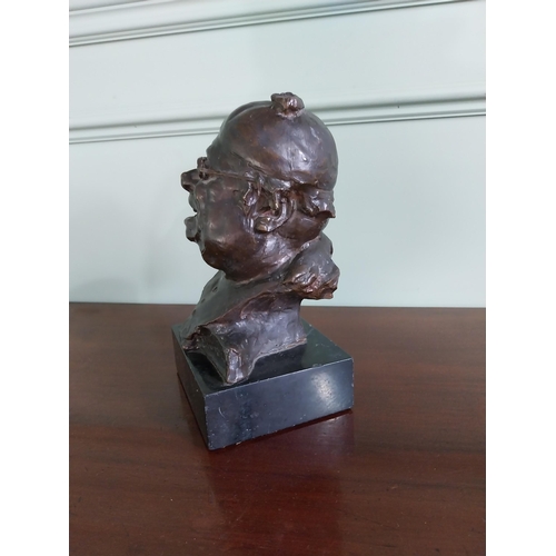 1438 - Bronze bust of a novel man {26 cm H x 18 cm W x 13 cm D}.