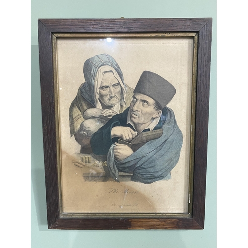 146 - Two 19th C. coloured prints mounted in gilt frame and mounted in oak frame {40 cm H x 32 cm W and 34... 