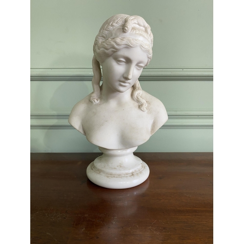 155 - Belleek bust of a Lady {27 cm H x 18 cm W x 13 cm D}.