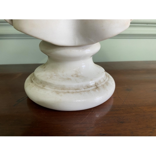 155 - Belleek bust of a Lady {27 cm H x 18 cm W x 13 cm D}.