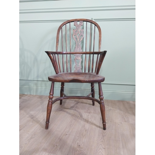 159 - Set of six early 20th C. ash and elm Windsor armchairs raised on carved legs {106 cm H x 58 cm W x 5... 