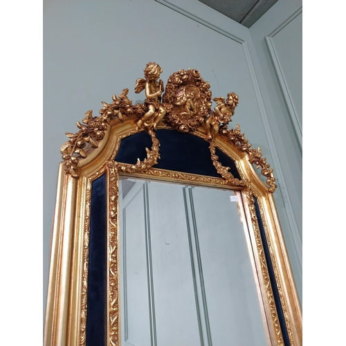 166 - Decorative French gilt wall mirror in the Victorian style {151 cm H x 80 cm W}.