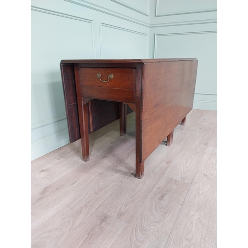 171 - Country Horse Georgian oak drop leaf table with two drawers raised on square legs {73 cm H x 142 cm ... 