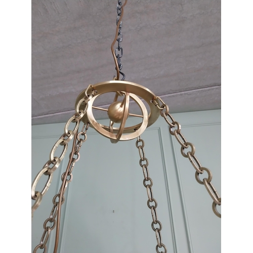 185 - Exceptional quality brass and opaline glass hanging globe lantern RRP £ 3000 {170 cm H x 44 cm  Dia.... 