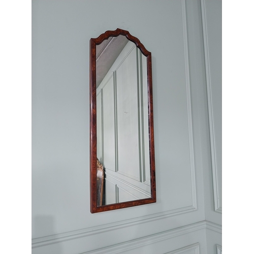 189 - Edwardian burr walnut pier mirror {107 cm H x 41 cm W}.