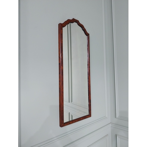 189 - Edwardian burr walnut pier mirror {107 cm H x 41 cm W}.