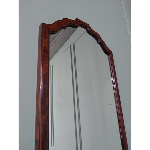 189 - Edwardian burr walnut pier mirror {107 cm H x 41 cm W}.