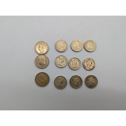 1909 - Collection of nine English �1 coins (Dates: 1983-2012) and three Pesetas (Dates: 1984 -1986)