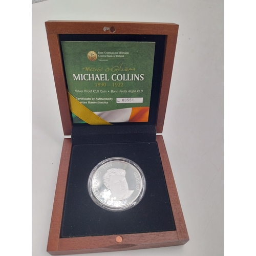 1915 - Silver proof commerative Michael Collins coin in presentation box