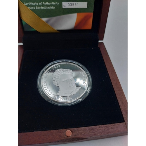 1915 - Silver proof commerative Michael Collins coin in presentation box