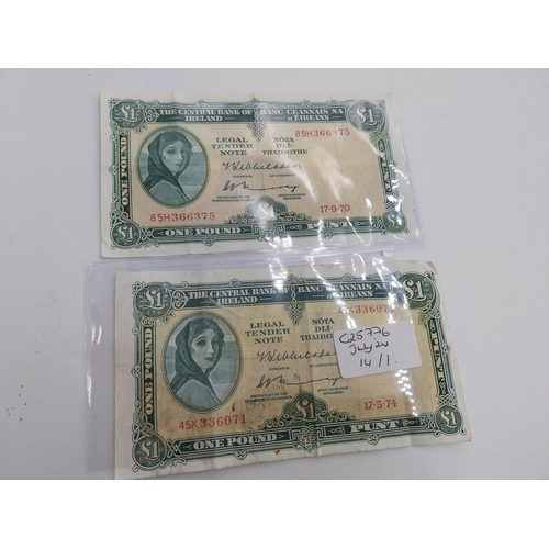 1918 - Two Lady Lavery �1 notes (Dates: 1970/1974)