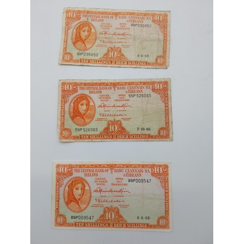 1919 - Three Lady Lavery 10 Shilling notes (Dates: 1968 x 2/1965)