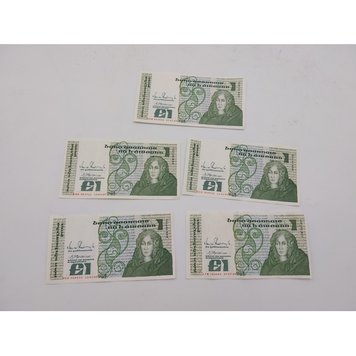 1922 - Five �1 punt notes (All: 1989)