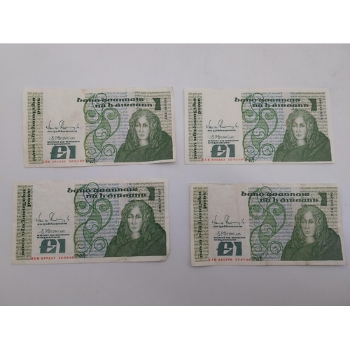 1925 - Four �1 punt notes (All: 1989)