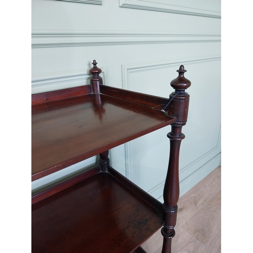 193 - Good quality 19th C. mahogany three tiered dumb waiter with two short drawers raised on turned feet ... 