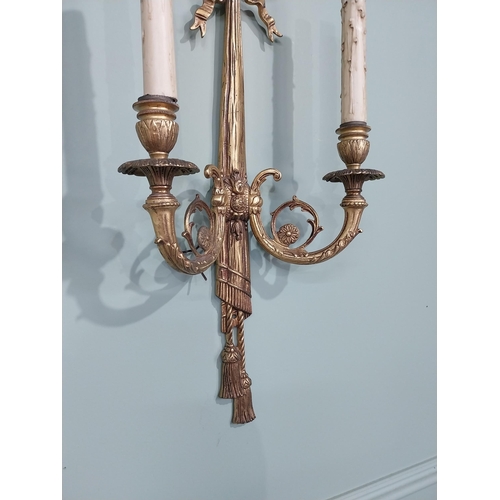 194 - Pair of good quality early 20th C. gilded brass French wall sconces {59 cm H x 27 cm W x 12 cm D}.