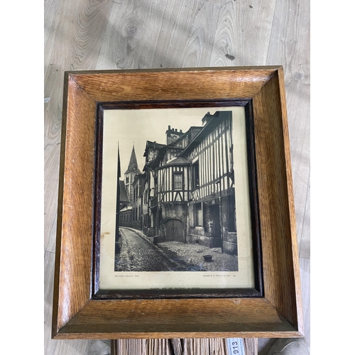 199 - Two early 20th C. French black and white pictures mounted in frames {30 cm H x 34 cm W and 36 cm H x... 