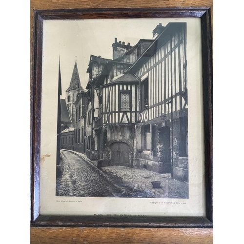 199 - Two early 20th C. French black and white pictures mounted in frames {30 cm H x 34 cm W and 36 cm H x... 