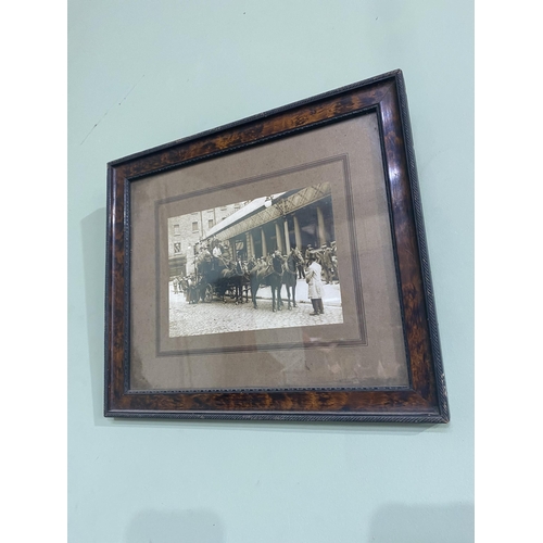 199 - Two early 20th C. French black and white pictures mounted in frames {30 cm H x 34 cm W and 36 cm H x... 