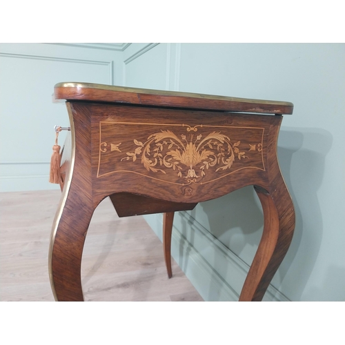 20 - Exceptional quality 19th C. Louis Revival inlaid kingwood sewing table with fitted interior, single ... 