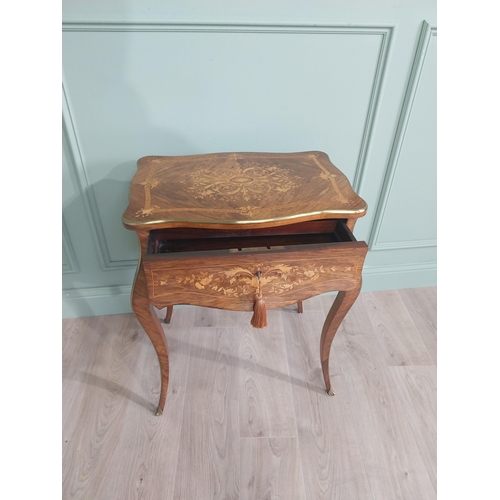 20 - Exceptional quality 19th C. Louis Revival inlaid kingwood sewing table with fitted interior, single ... 