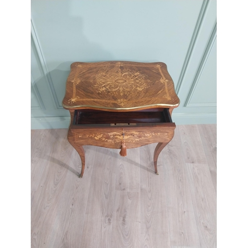 20 - Exceptional quality 19th C. Louis Revival inlaid kingwood sewing table with fitted interior, single ... 