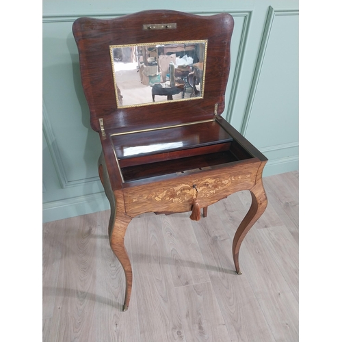 20 - Exceptional quality 19th C. Louis Revival inlaid kingwood sewing table with fitted interior, single ... 