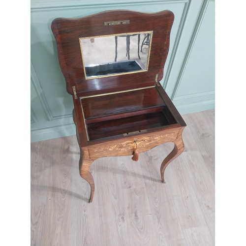 20 - Exceptional quality 19th C. Louis Revival inlaid kingwood sewing table with fitted interior, single ... 