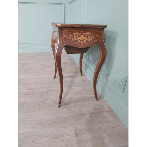 20 - Exceptional quality 19th C. Louis Revival inlaid kingwood sewing table with fitted interior, single ... 