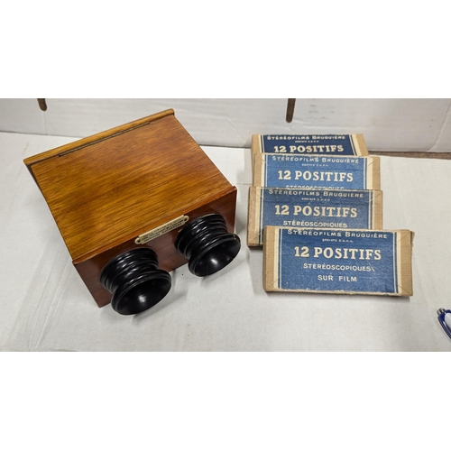 2011 - 19th C. Verascope Richard viewer with four boxes of pictures