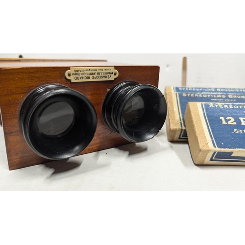 2011 - 19th C. Verascope Richard viewer with four boxes of pictures