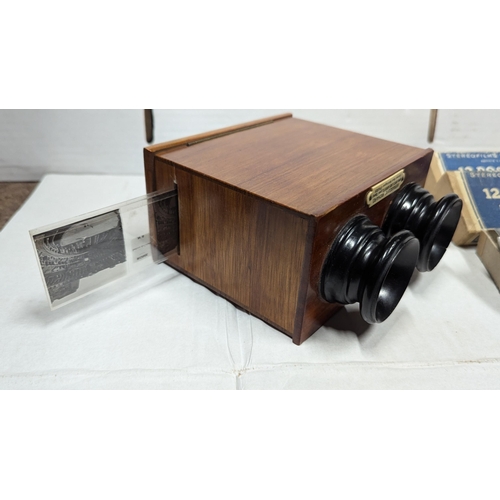 2011 - 19th C. Verascope Richard viewer with four boxes of pictures